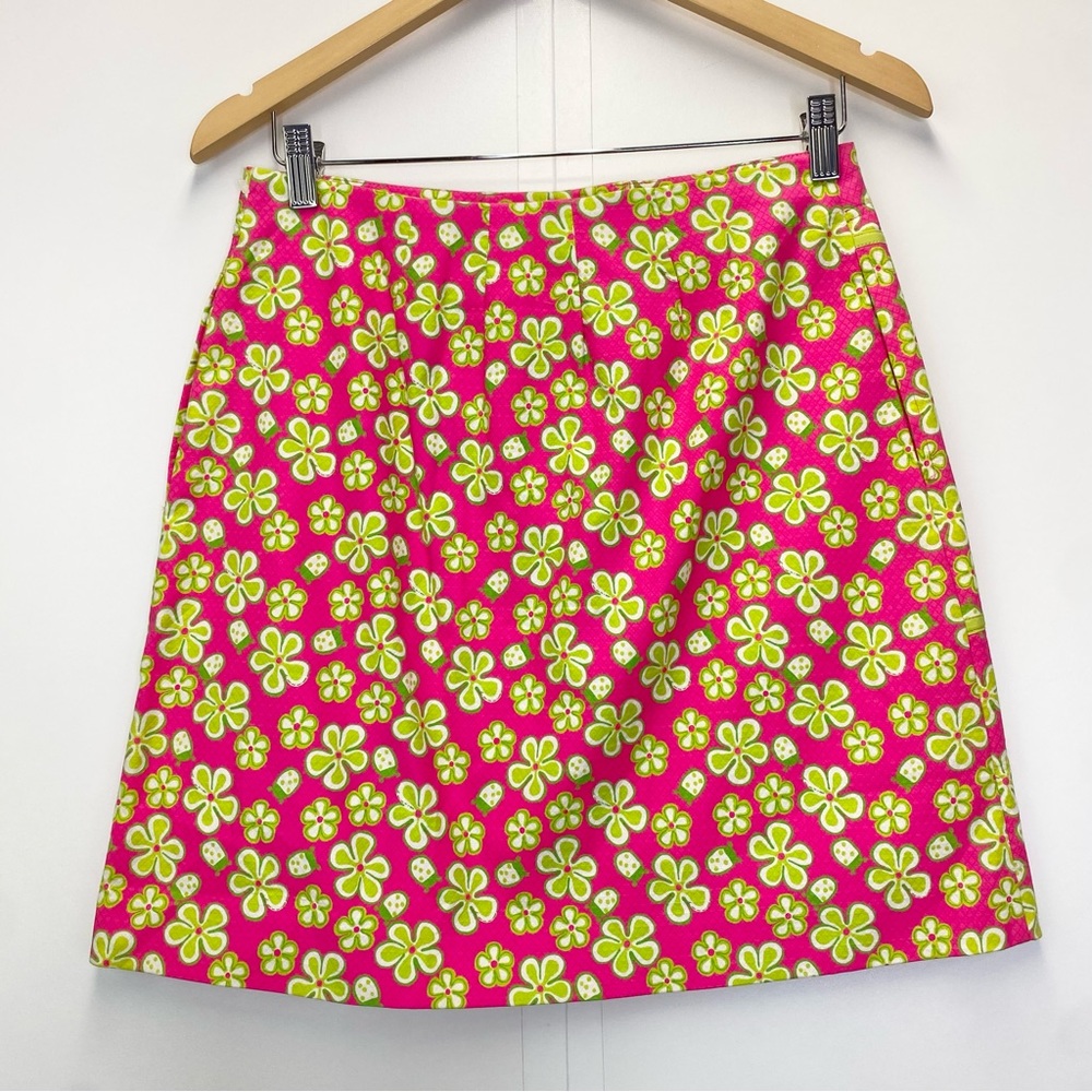 Lilly Pulitzer Rare Pink Green Dune Buggy Mini Skirt Size 4 Barbiecore Stretch - Picture 5 of 8